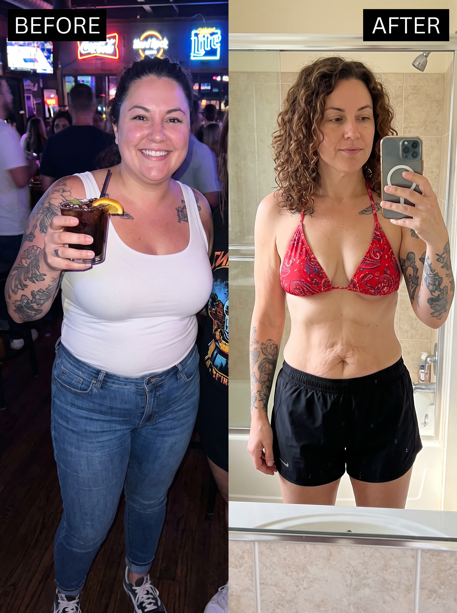Rachel Morgan before her bariatric surgery and today
